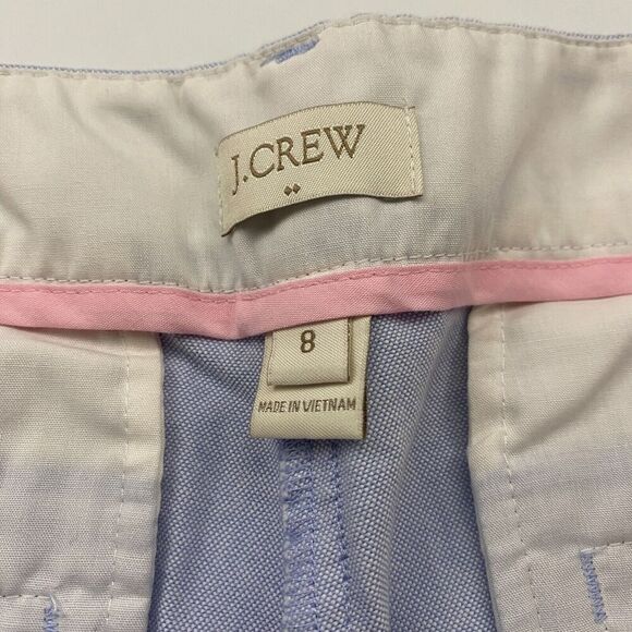 J. Crew Factory Skimmer Pant Cropped Blue 100% Cotton Oxford Size 8 - Picture 6 of 11